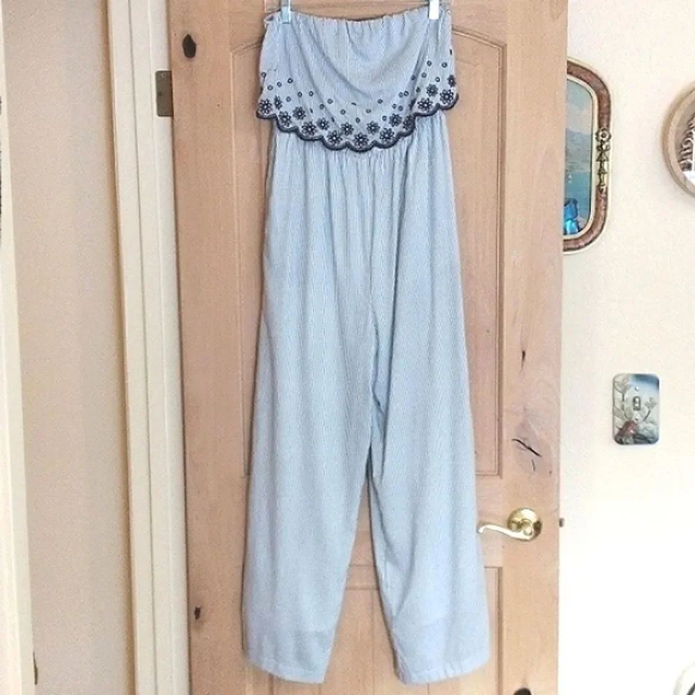 Japna Pull Up Pinstripe Jumpsuit